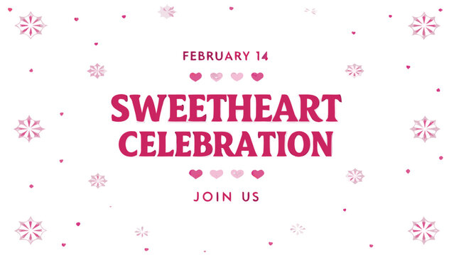 Valentine's day celebration with pink stars and hearts on white background for sweetheart love