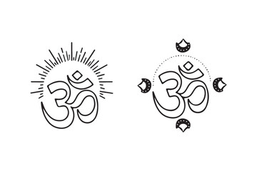 Set of Om Spirituality Peace Vector Tattoo Designs 