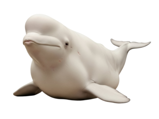 Isolated Beluga whale underwater, gentle giant of the Arctic seas, endangered species, marine mammal