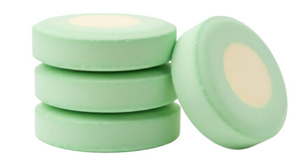 Isolated green throat lozenges to relieve sore throat symptoms and ease coughing in wintertime