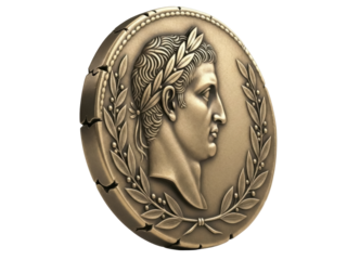 Isolated Ancient Coin With Roman Emperor, Metal Currency, Decorative Art for Collection