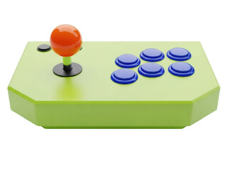 Isolated retro gaming controller with ball top stick and push buttons for arcade games or consoles