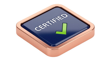 Isolated certified button approval sign with right symbol is isolated for a quality mark