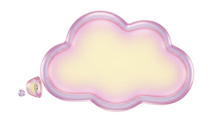 Isolated cartoon thought bubble, shiny pastel colors, empty speech bubble for marketing, ideas