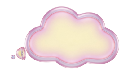 Isolated cartoon thought bubble, shiny pastel colors, empty speech bubble for marketing, ideas