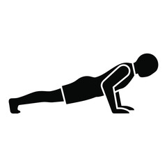 Pushup exercise workout silhouette on white