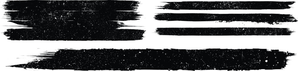 Brushes pack .Grunge Paint Roller set . Vector brush Stroke . Distressed banner . Black stripes isolated. paintbrush collection .Textured box . Torn or ripped paper edges for banner. Bulge lines