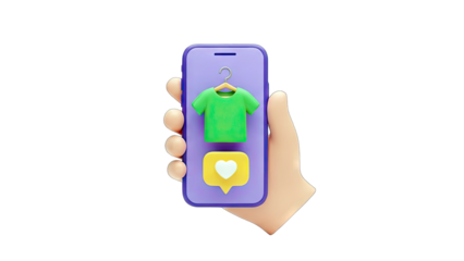 Online Shopping: Hand Holding Smartphone with Clothes