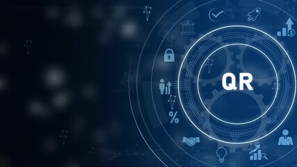 QR Code concept with digital icons and gears background QR code quick response - Powered by Adobe