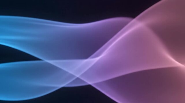 Gradient ribbons intersect creating a dark, x-shaped abstract design on black