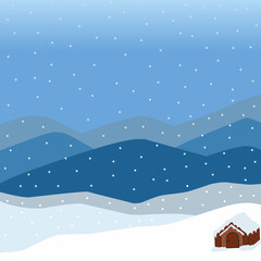 Winter landscape with snow and tree. Perfect for background, poster, banner, card or invitation