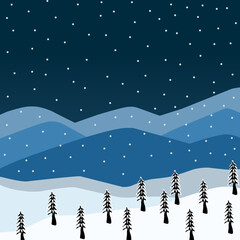 Winter landscape with snow and tree. Perfect for background, poster, banner, card or invitation