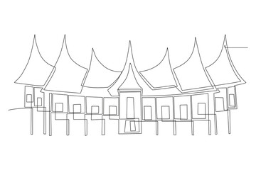 Rumah gadang concept one-line drawing