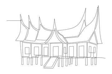 Rumah gadang concept one-line drawing