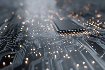 Circuit board with microchip processing digital data