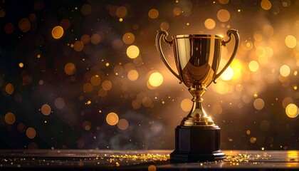 黒の背景とトロフィー