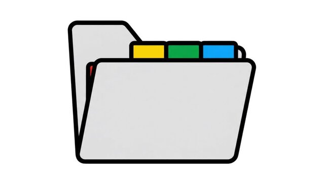 A simple line drawing of two file folders with colored tabs on a white background.