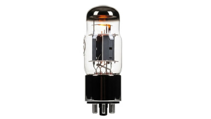 Isolated vacuum tube glowing filament used in vintage electronics amplification equipment