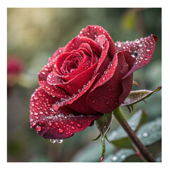 red rose with water drops