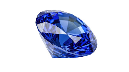 Isolated dark blue sapphire gemstone, faceted diamond, precious jewellery gem mineral