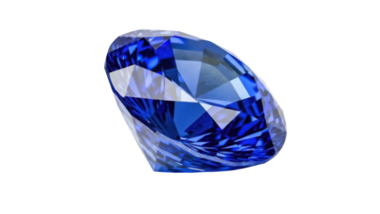 Isolated dark blue sapphire gemstone, faceted diamond, precious jewellery gem mineral