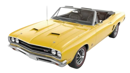 Fotobehang Oldtimers Isolated Vintage Yellow Convertible Car Displaying Classic Automotive Design Style and Power  © Sindre