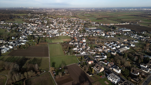Luftaufnahme Panorama Bornheim Merten mit Agrarlandschaft