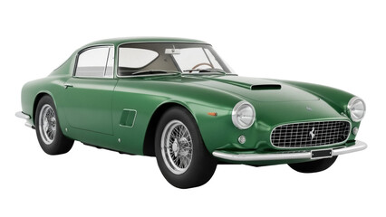 Isolated classic green sports car with vintage design and style, luxury Italian vehicle
