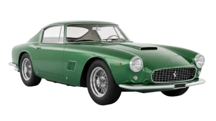 Fototapete Vintage Auto Isolated classic green sports car with vintage design and style, luxury Italian vehicle  © Sindre