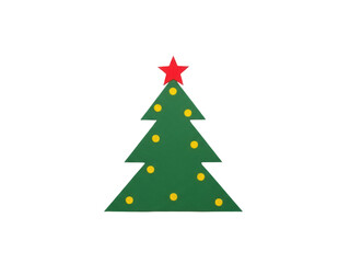 Isolated Christmas tree with star topper and ornaments, festive winter holiday decoration