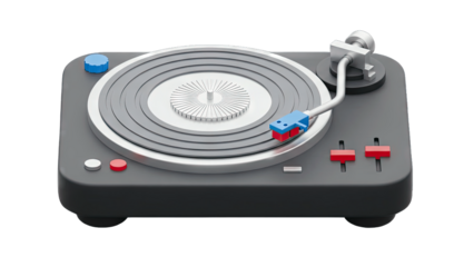 Turntable Playing Music on White Background