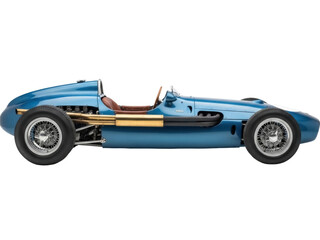 Obraz premium Isolated racing car blue vintage open-wheel design Italian automobile antique classic roadster