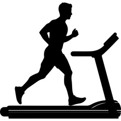Man running on treadmill with transparent background