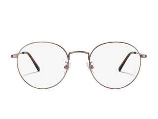 Isolated eyeglasses with round frames are lightweight and stylish for sight correction eyewear