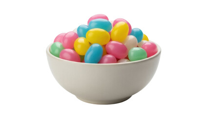Isolated bowl of colorful jelly beans, Easter candy sweets, sugary dessert for holiday treats © Sindre