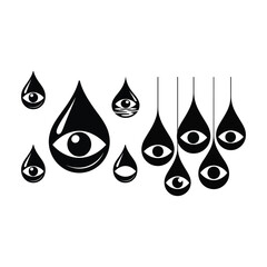 Eye Reflected Inside a Water Drop Silhouette illustration.
