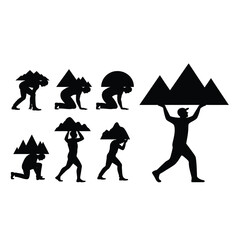  Human Figure Carrying a Mountain Silhouette design.