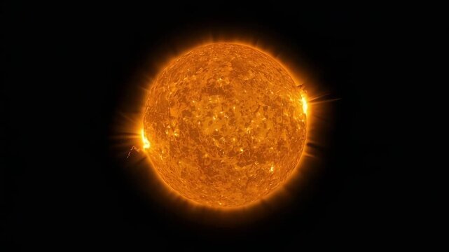 Ultra Realistic Sun Slowly Rotating in Deep Space with Detailed Solar Surface Texture
