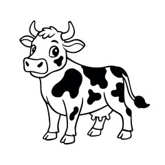 Line Dairy Cow Illustration Character Vector Logo Template