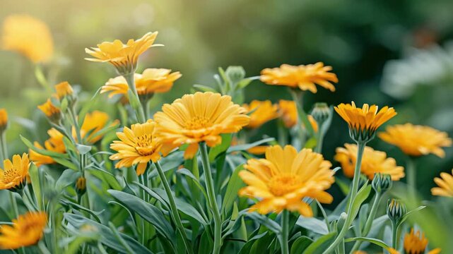 close up of calendula flowers. Selective focus