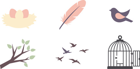Illustrations of bird elements