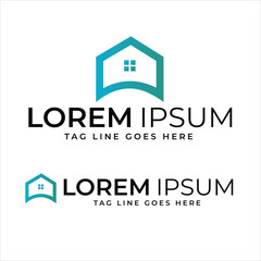 Fototapeta premium Modern Turquoise House Logo for Real Estate Company, Property Developer and Home Services Vector
