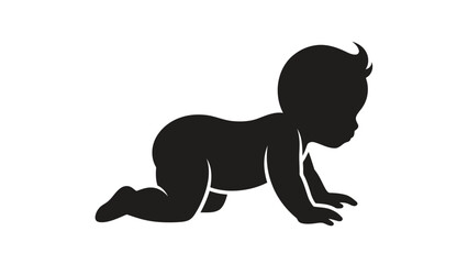 Obraz premium Vector illustration of silhouette of a crawling baby