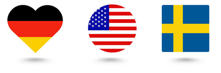  Different country flag buttons