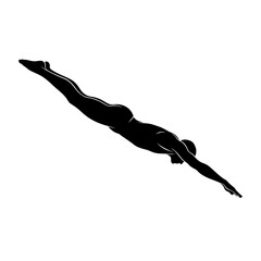 Swimmer diving silhouette, streamlined aquatic motion perfect for swimming competitions and sports performance visuals