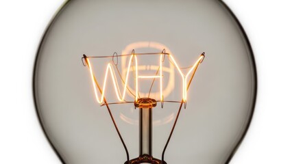 Illuminated Word 'WHY' in Light Bulb Creativity Inspiration Idea. Concept featuring light bulb, illuminated, creativity, why, inspiration.