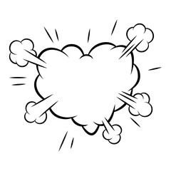Valentine cartoon cloud heart explosion. Romantic speech bubble in comic style. Love greeting card.
