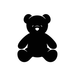 Teddy bear silhouette illustration, cute plush toy icon perfect for children themes, baby products, gifts, and cozy design projects