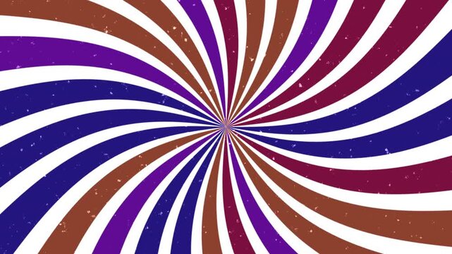 Animation sunburst vintage retro swirling psychedelic pattern background suitable for retro themes, party invitations, or groovy visual effects