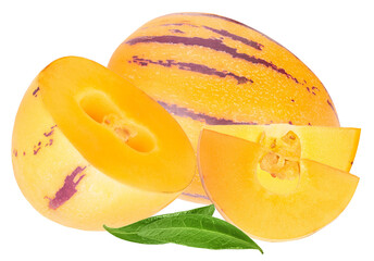 delicious and refreshing pepino melon slices with vibrant yellow and purple skin in a captivating food still life photograph